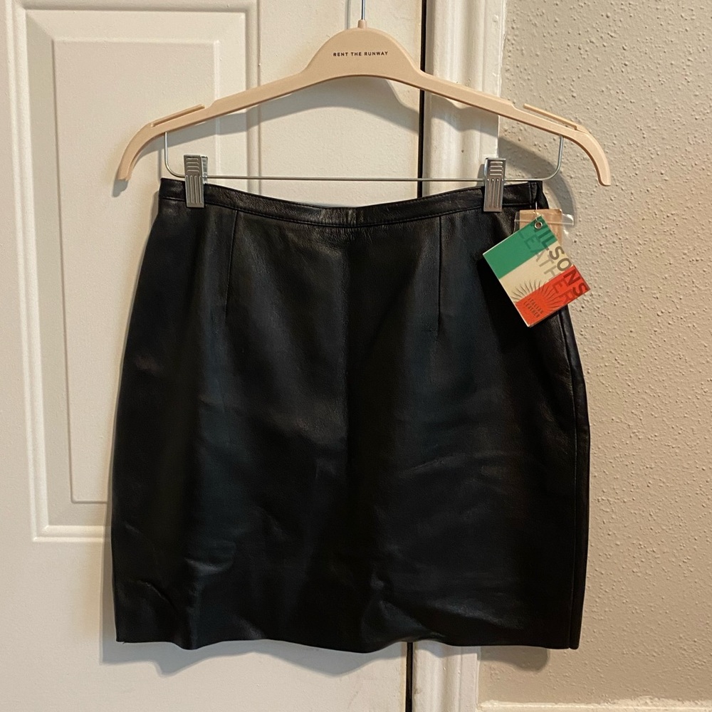 NWT Wilson Black Leather Mini Skirt